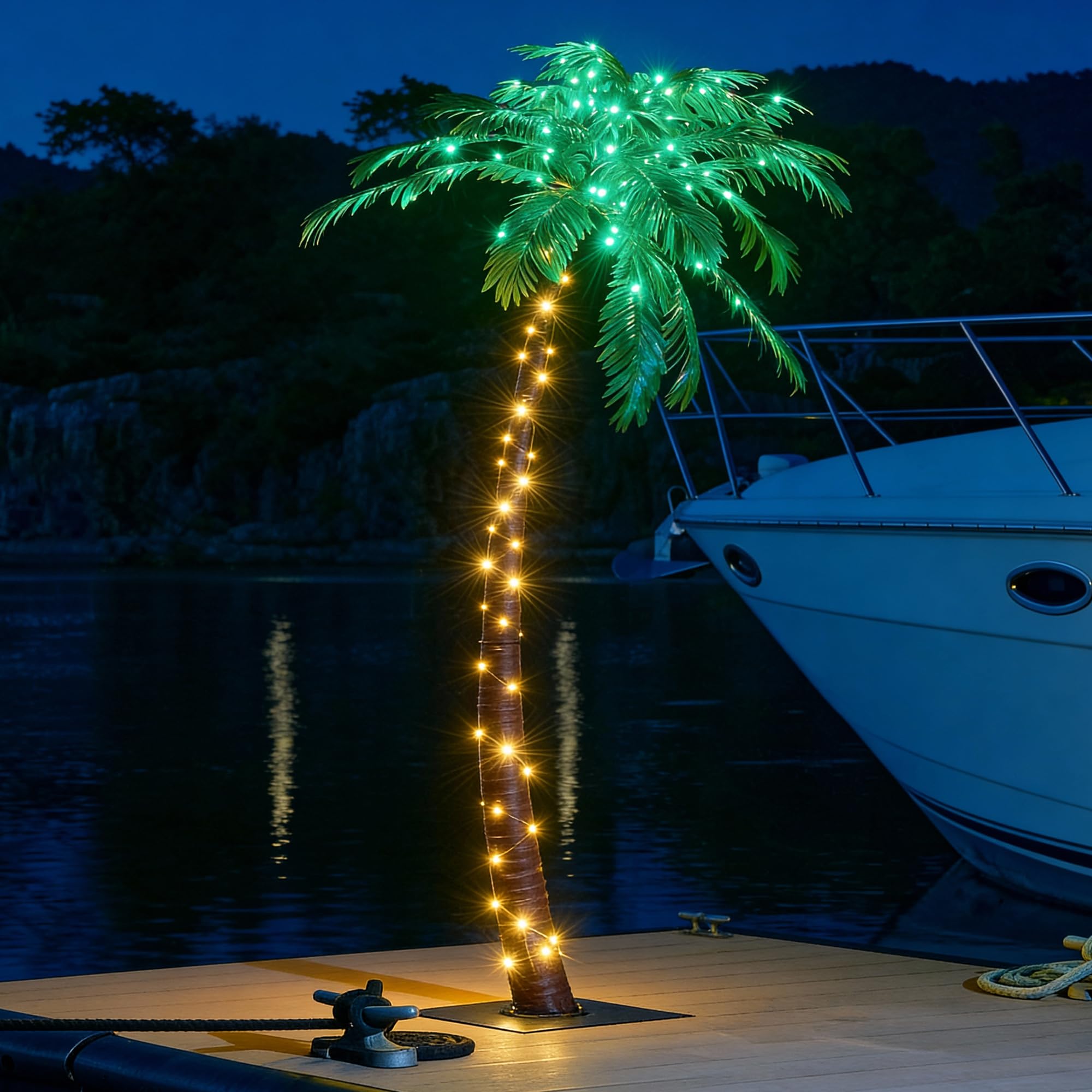 Lightshare curved palm design adds elegant tropical charm.