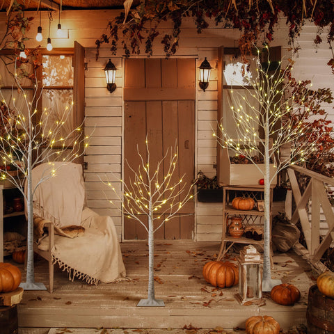Lightshare LED Birch Tree Light Set 4ft outdoor stake provides outdoor stability.