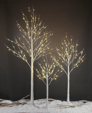 Lightshare LED Birch Tree Light Set 4ft trunk detail showcases natural handcrafted look.