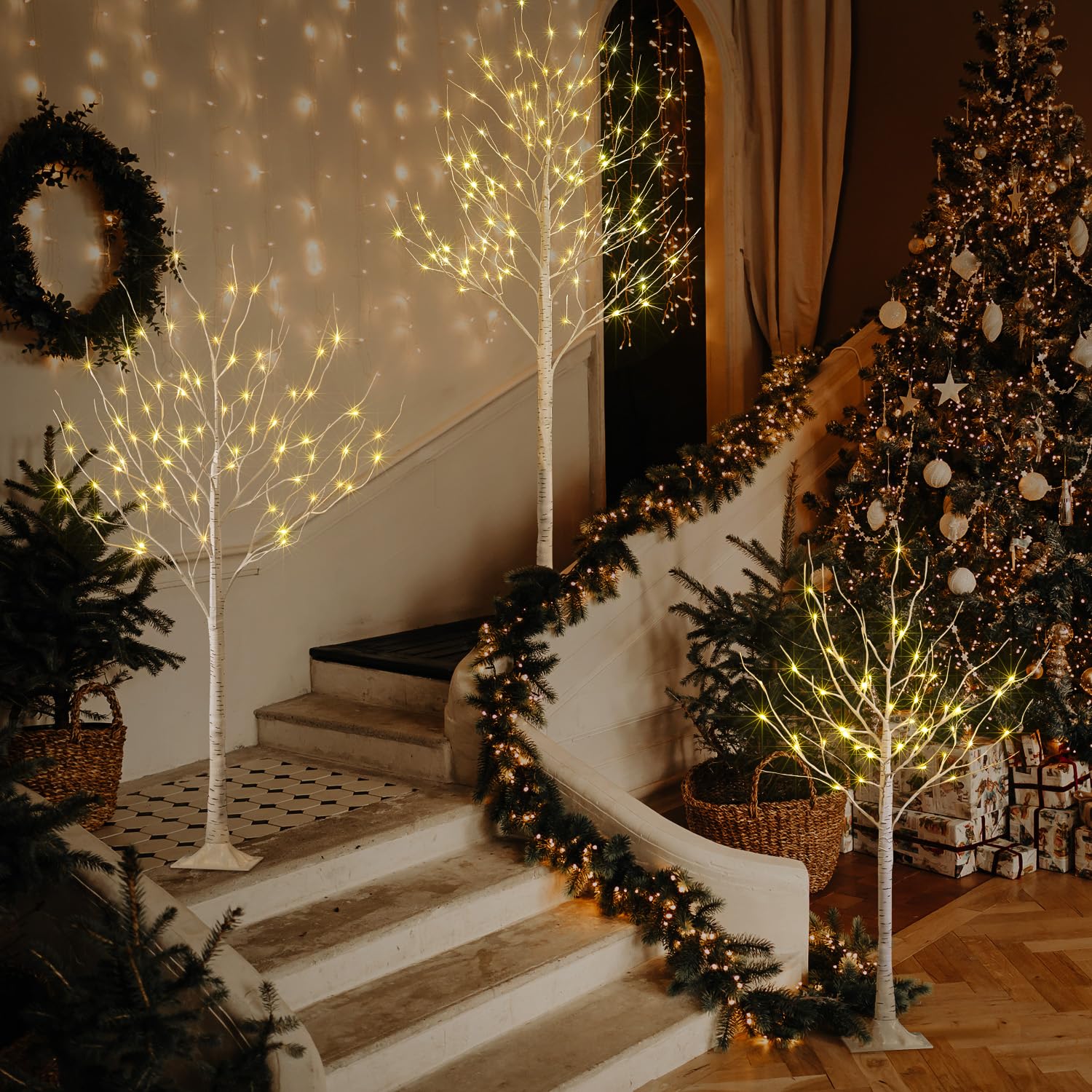 Lightshare LED Birch Tree Light Set 6ft trunk detail showcases a natural form.