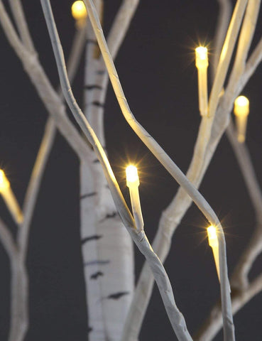 Lightshare LED Birch Tree Light Set 8ft trunk detail features dramatic height.