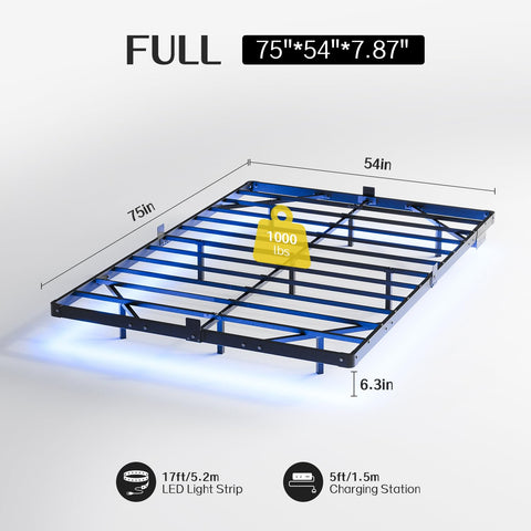 Liians floating bed frame shows concealed legs for a weightless look