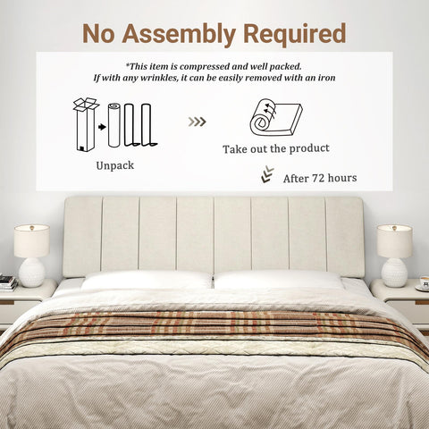 Liiwepo headboard beige linen texture enhances cozy contemporary look.