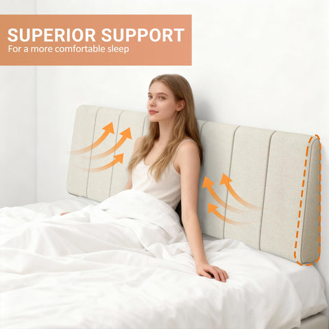 Liiwepo headboard beige padded foam detail supports comfortable reading.
