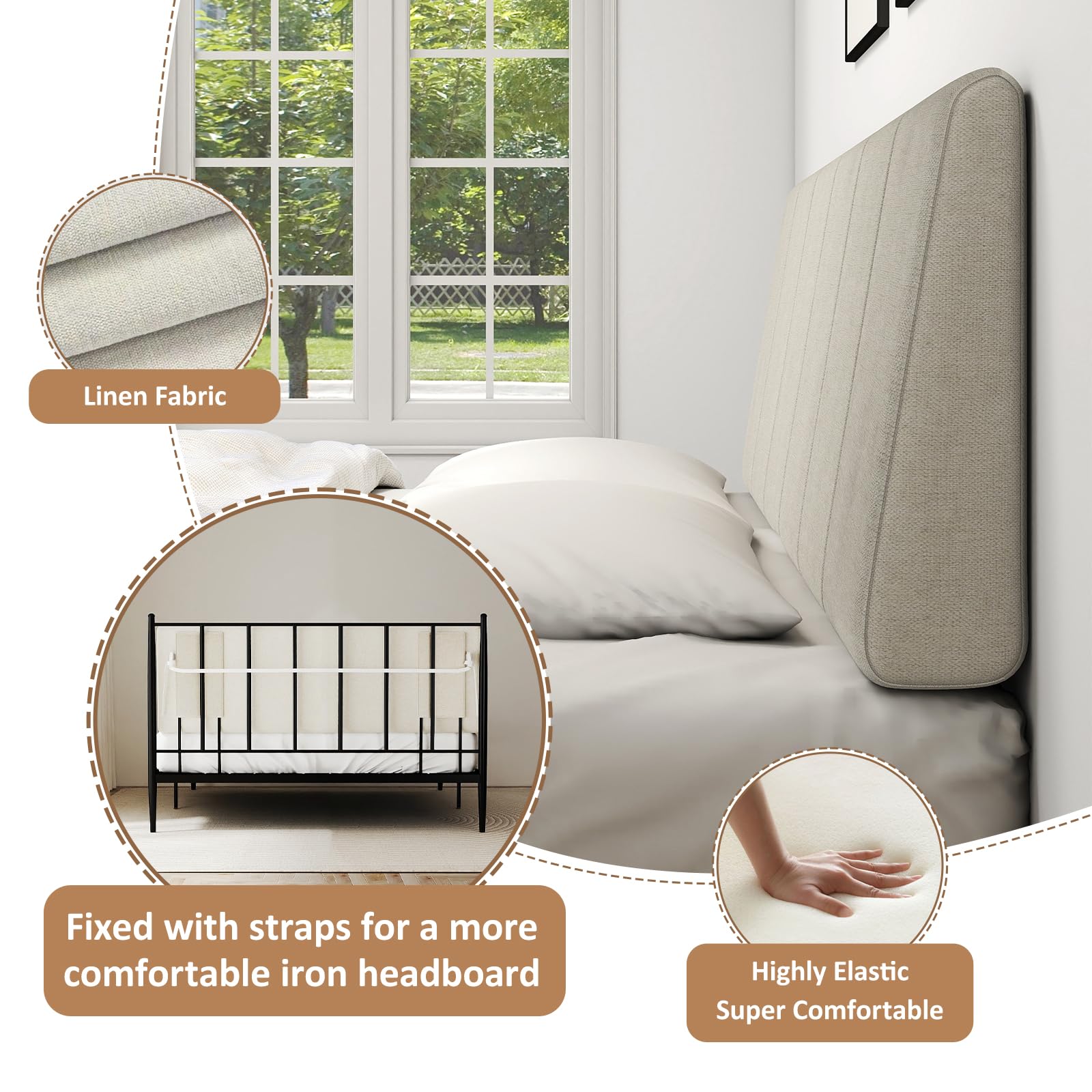Liiwepo mattress-mounted queen headboard fits varied frames