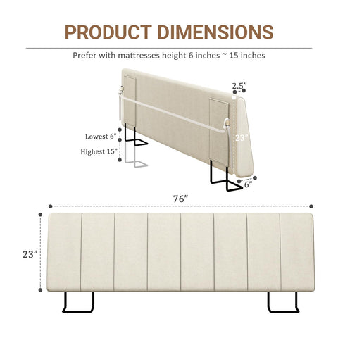 Liiwepo king-size headboard beige installed on bed frame for quick refresh.