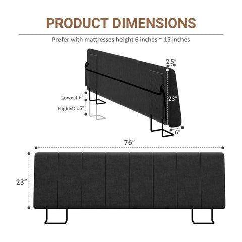 Liiwepo King Size Headboard with mattress-mount design demonstrates broad compatibility for bed frames.