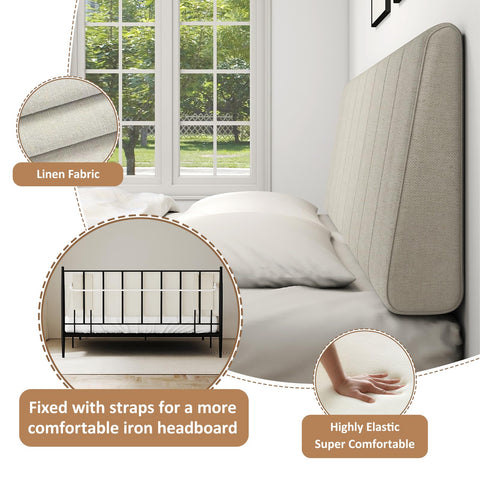 Liiwepo king size headboard modern beige display complements bedrooms.