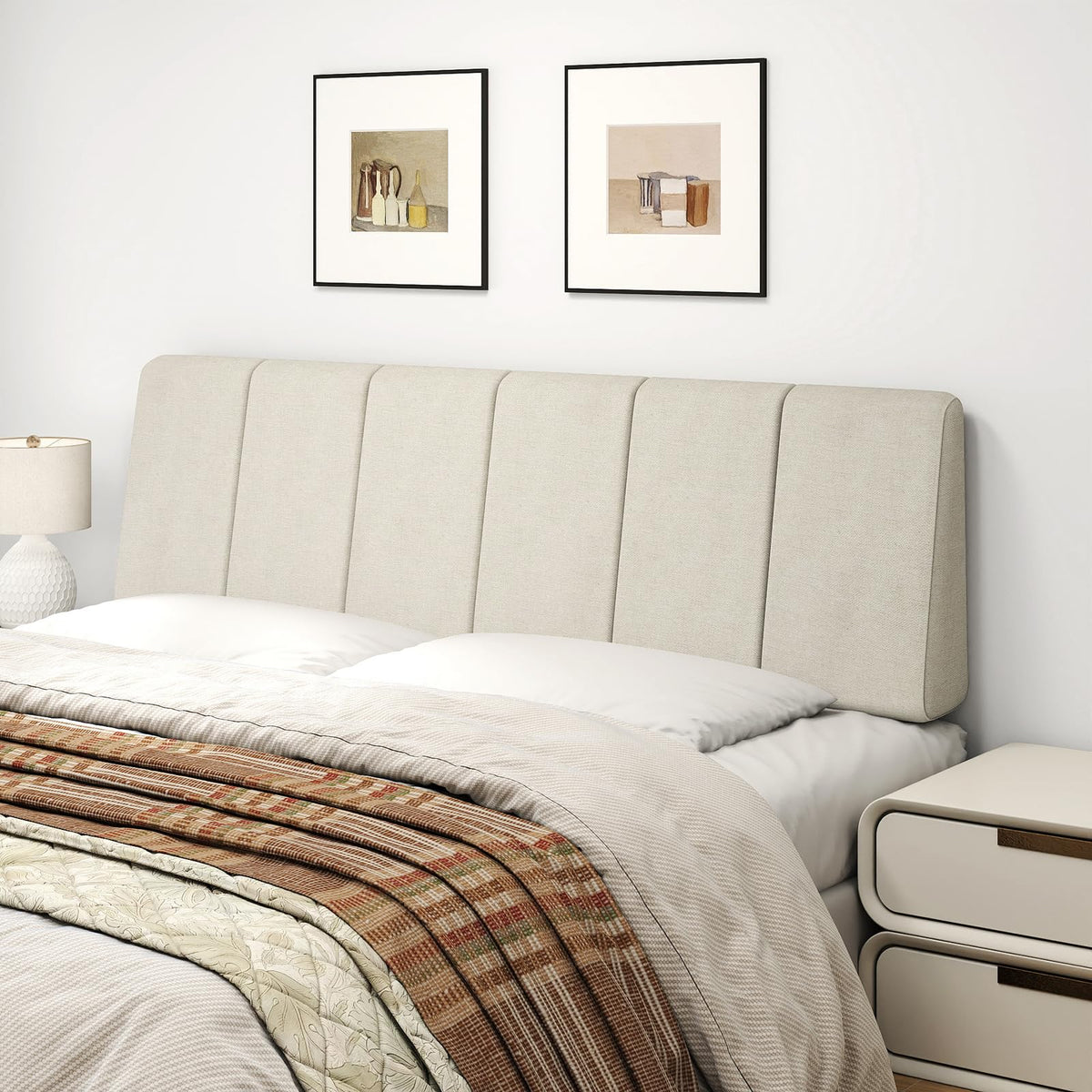 Liiwepo queen headboard beige with no-assembly setup for quick installation