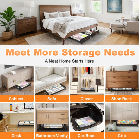 LIJIAI 80 lb load capacity supports heavier items in under-bed storage