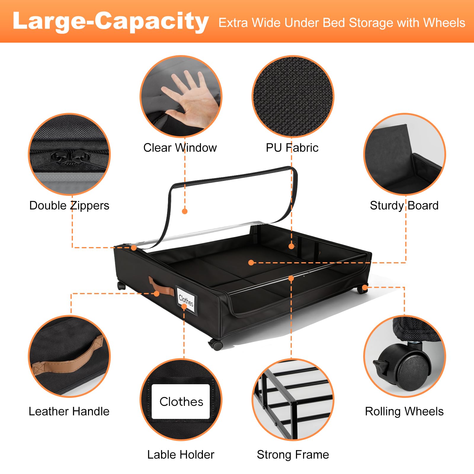 LIJIAI label holders on under-bed storage for easy content tagging