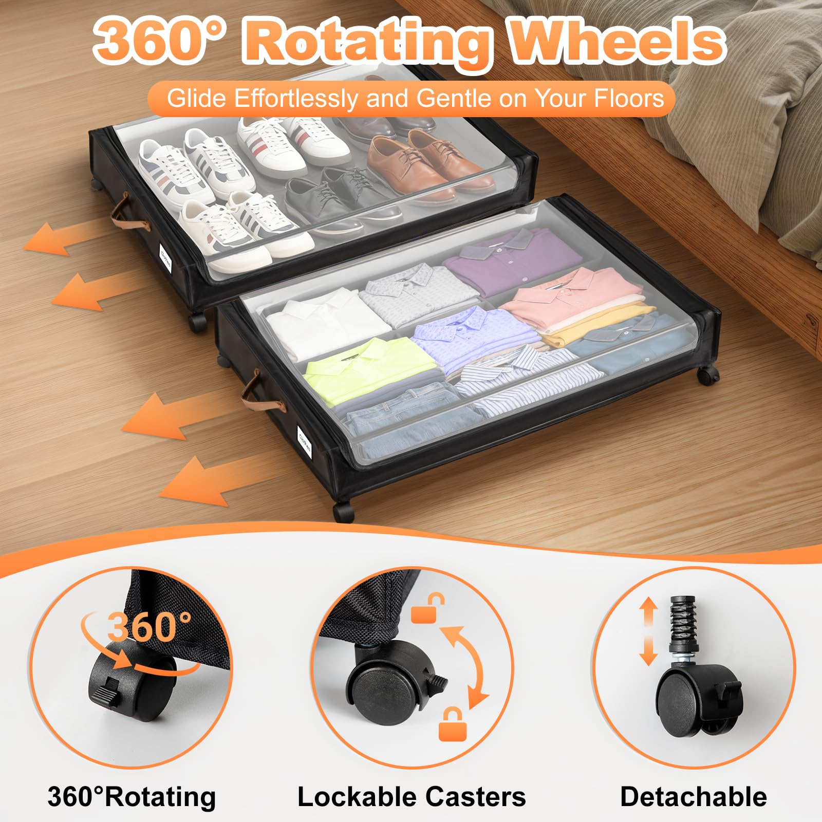 LIJIAI PU leather handles on under-bed storage for durable grip