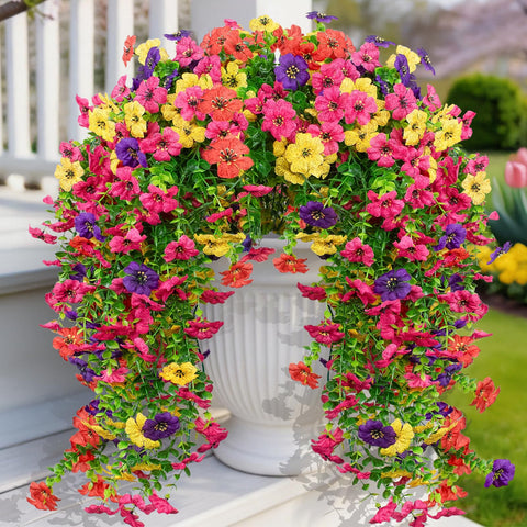 LikSoor artificial hanging flowers cascade 31 inches for a lush outdoor display