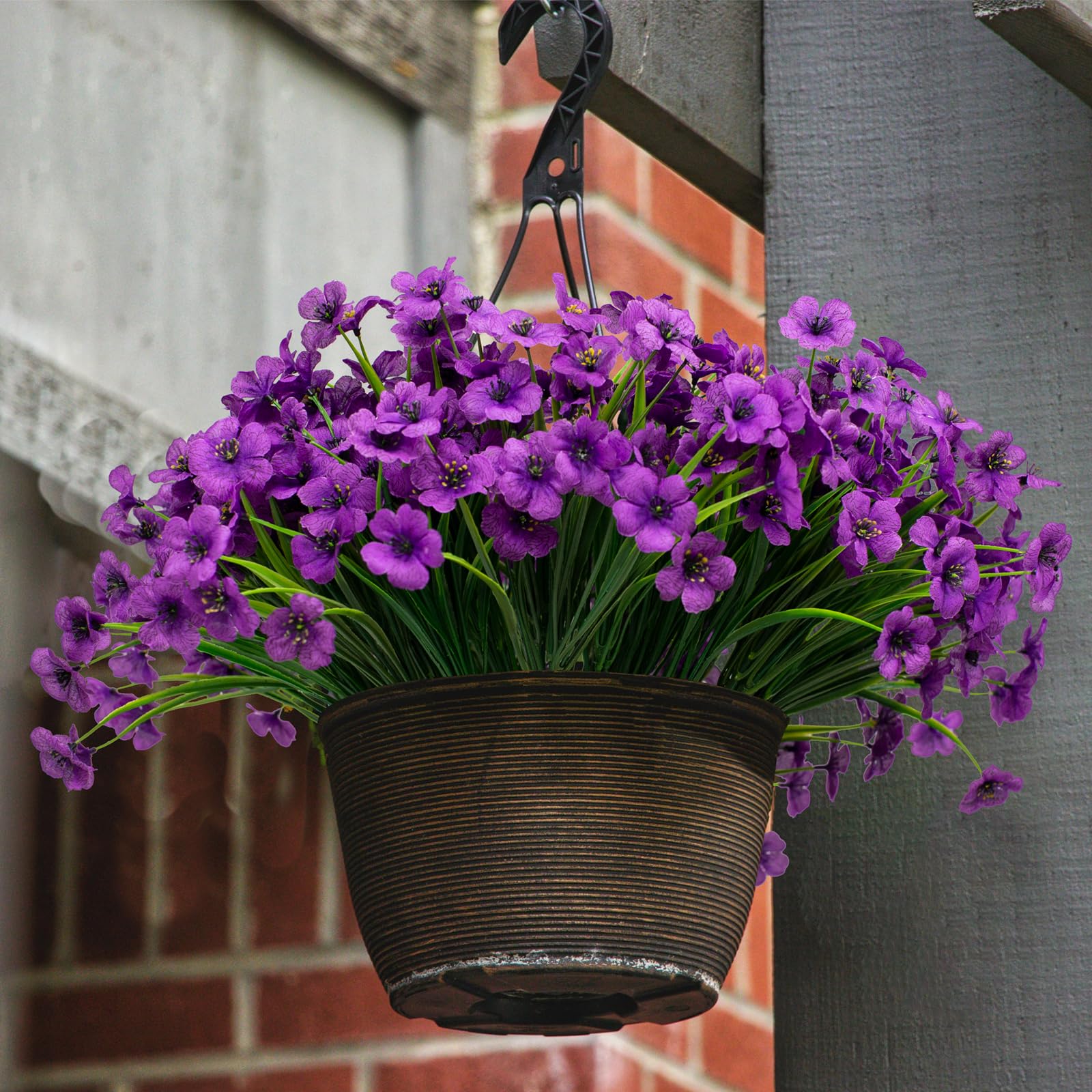 LikSoor artificial outdoor violet flowers maintain color for gardens and patios