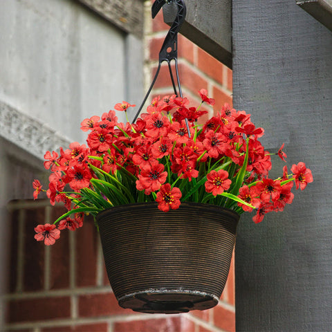LikSoor garden terrace front door outdoor use red artificial flowers in exterior setting