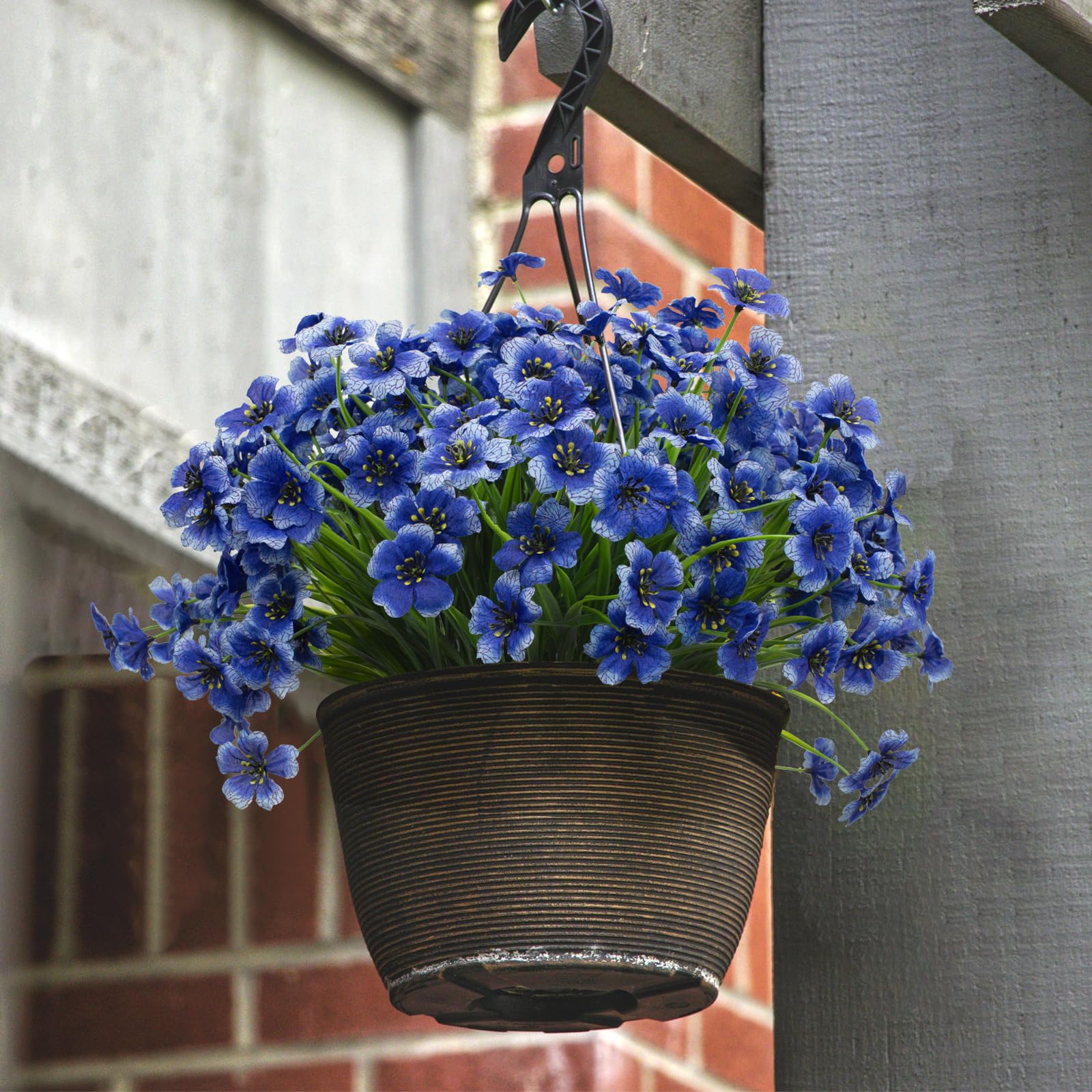 LikSoor blue artificial flowers used for porch decor and entryways
