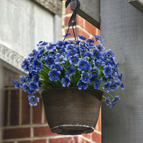LikSoor blue artificial flowers used for porch decor and entryways
