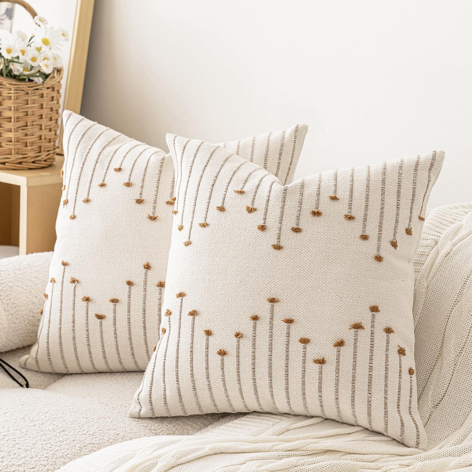 LILEPOY boho pillow cover with textured face for cozy living room vibes