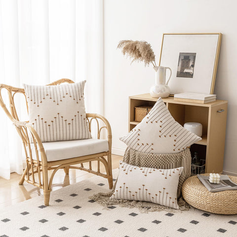 LILEPOY pillow cover suitable for indoor and outdoor use in neutral palette