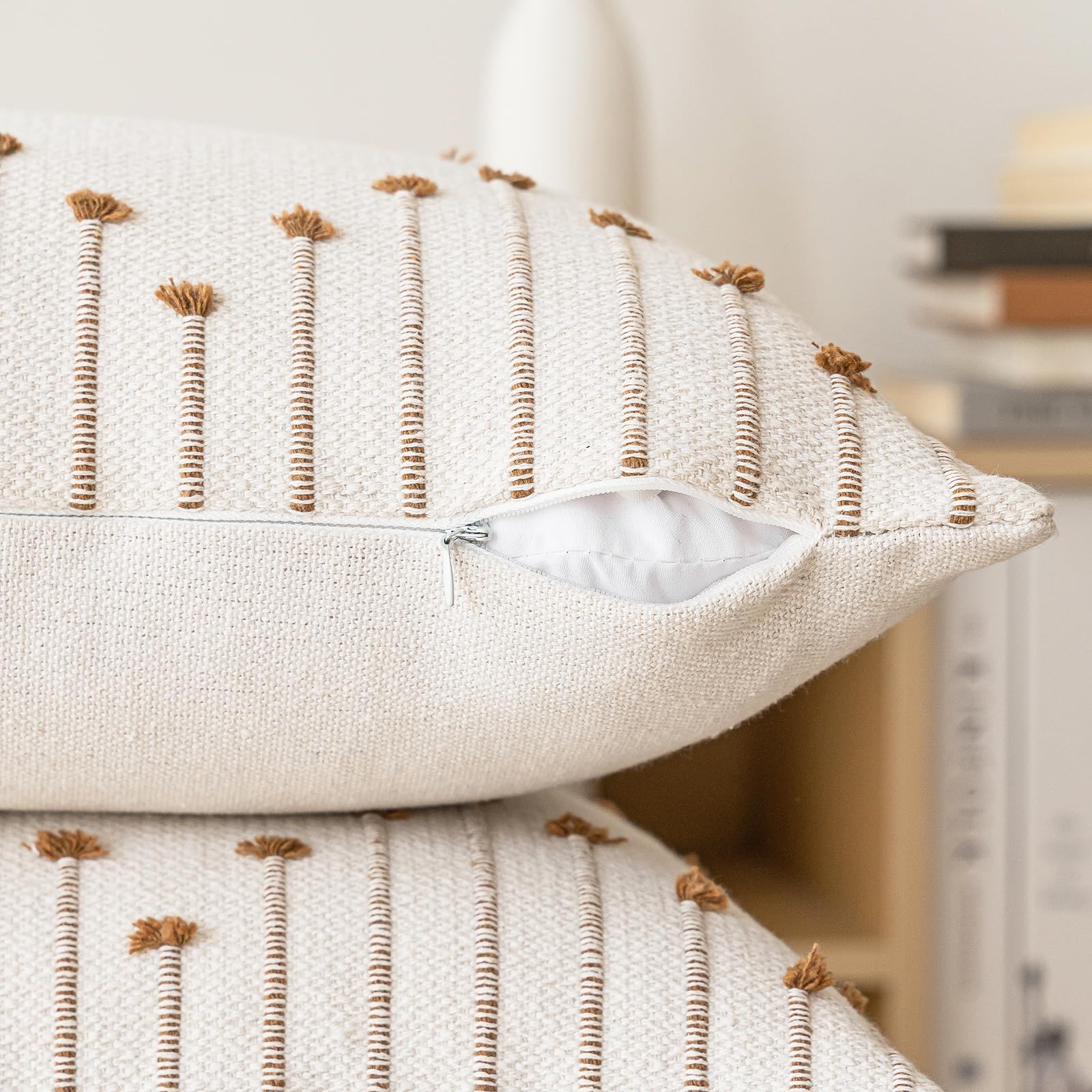 LILEPOY living room setup using boho pillow covers for neutral decor