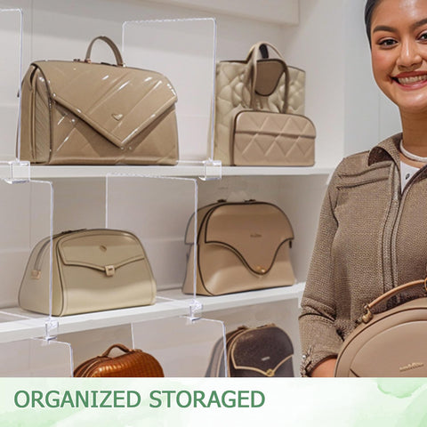 Liliyab dividers displaying purses and clothes with a tidy display
