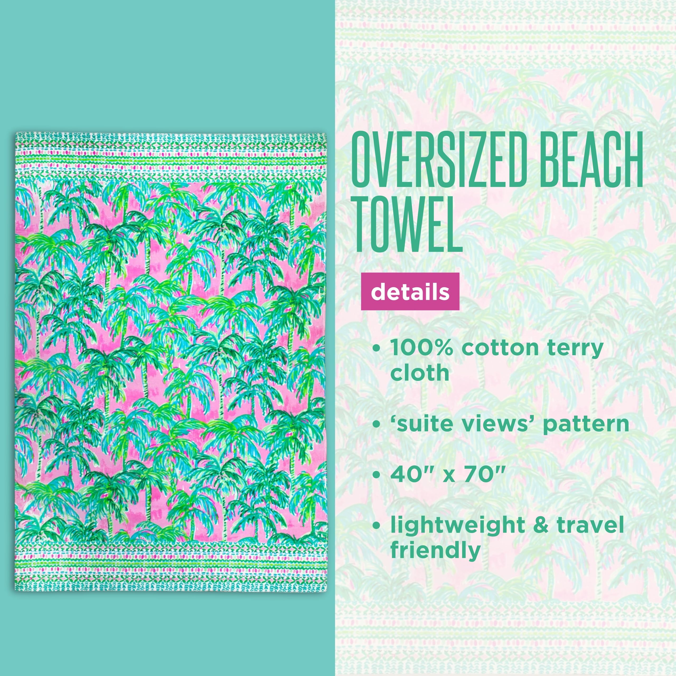 Lilly Pulitzer 40x70 towel offers full chair coverage for poolside relaxation.