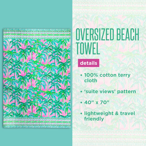 Lilly Pulitzer 40x70 towel offers full chair coverage for poolside relaxation.