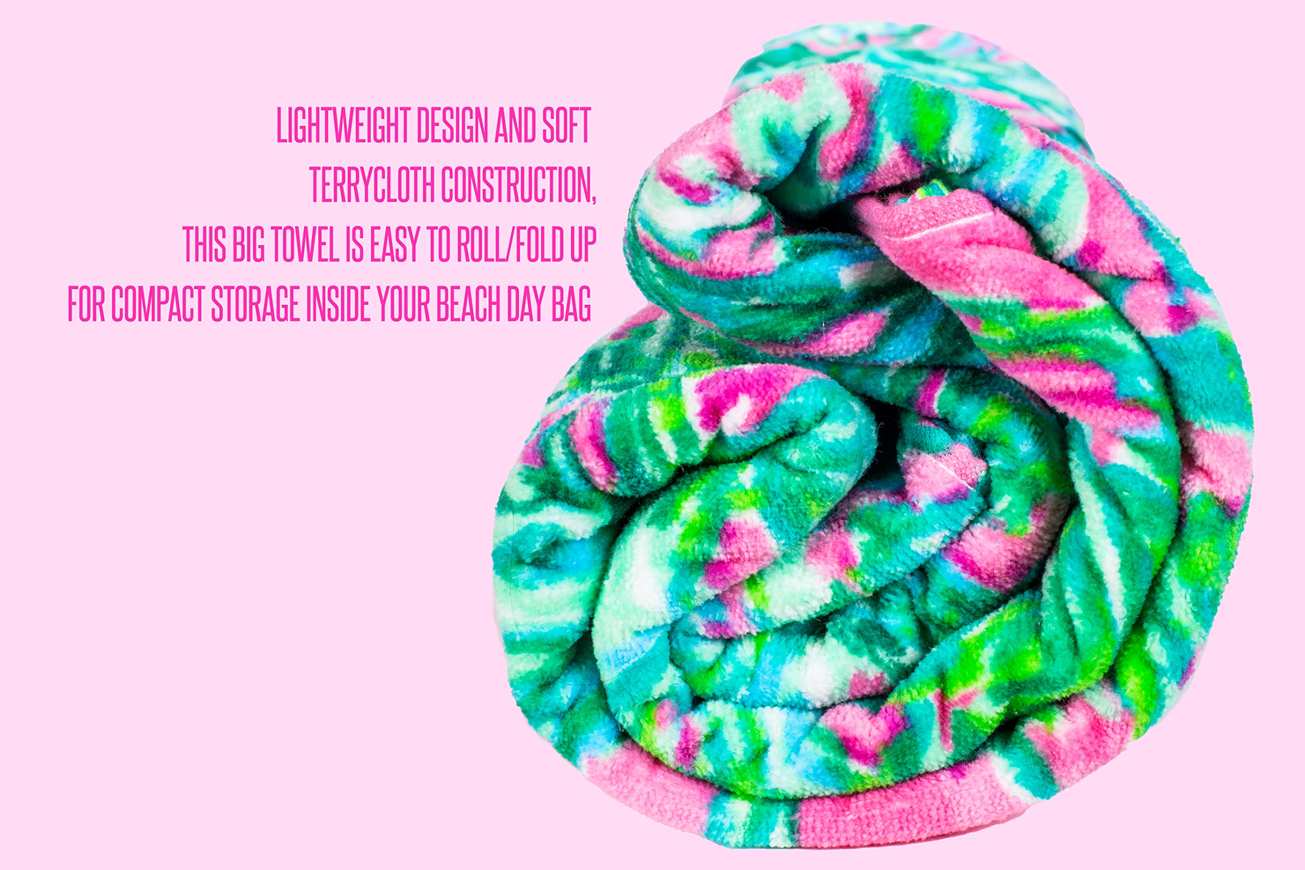Lilly Pulitzer soft cotton terry towel provides gentle, absorbent drying after swimming.
