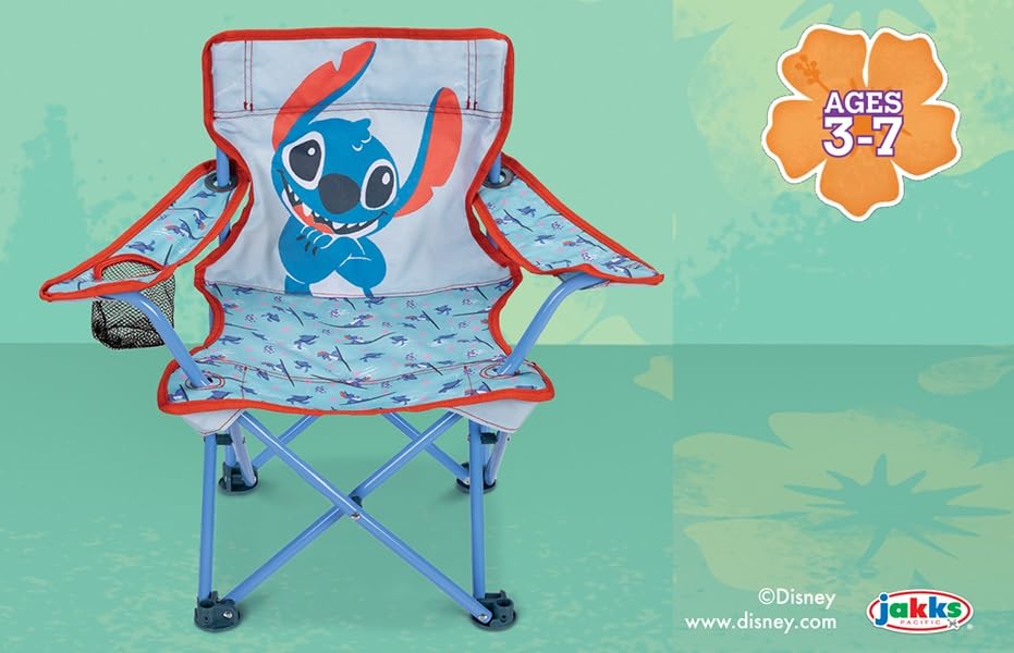 Lilo & Stitch Fold N Go Chair with carry bag beside park activity.
