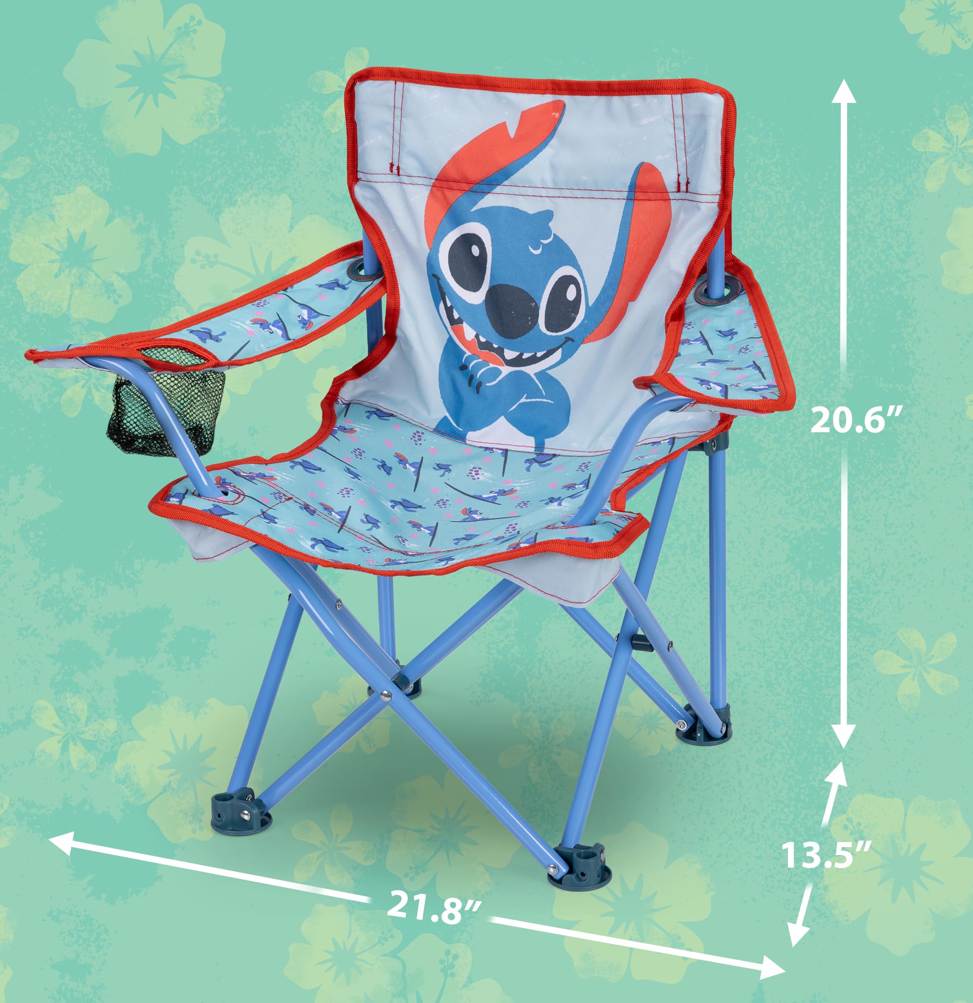 Lilo & Stitch Fold N Go Chair folded compactly for travel.