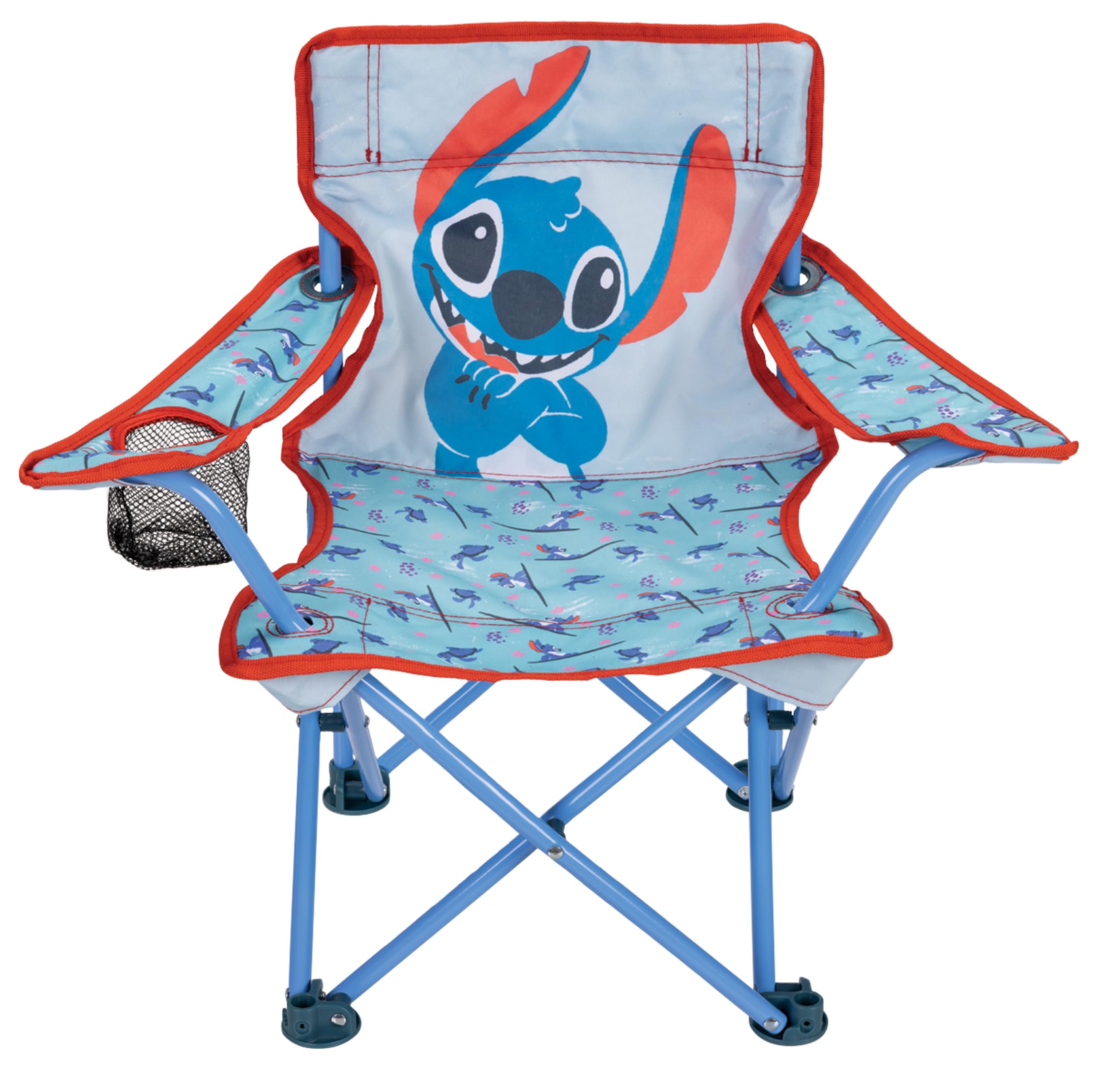 Lilo & Stitch Fold N Go Chair at park, portable kid seating with carry bag.