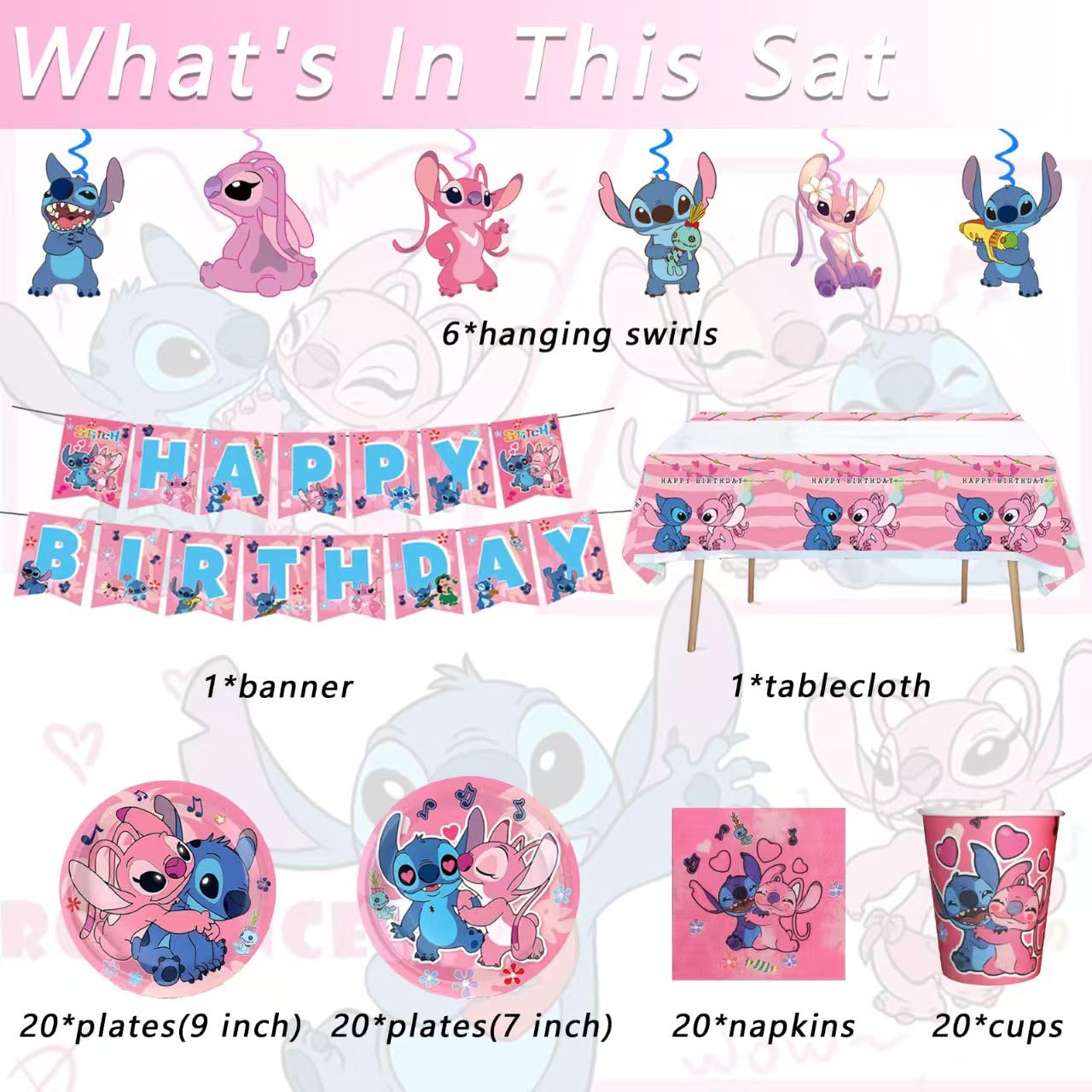 Lilo and Stitch plates in pink stitch design for vibrant tableware