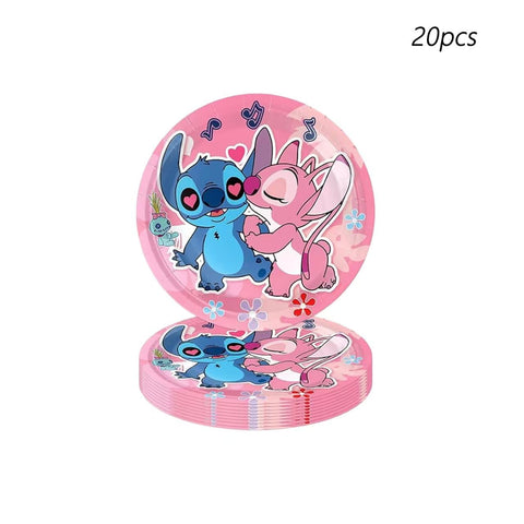 Lilo and Stitch tablecloth in pink stitch pattern to tie the theme
