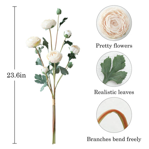 LILUYTO 24-inch artificial stems create lifelike ranunculus arrangements.