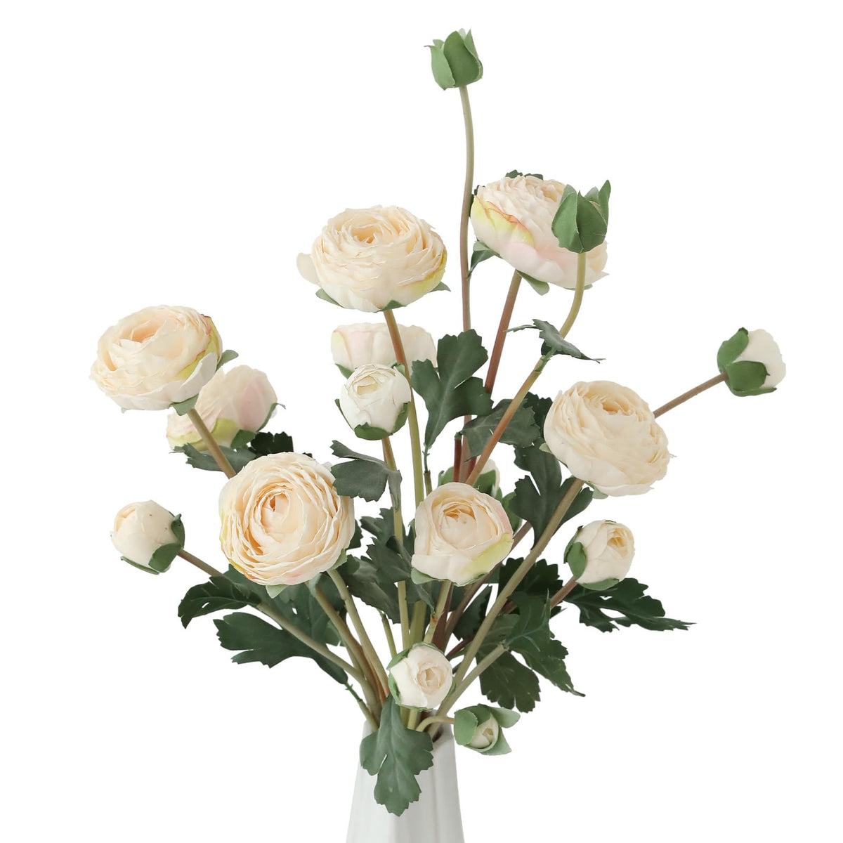 LILUYTO realistic silk white ranunculus flowers for elegant home decor.