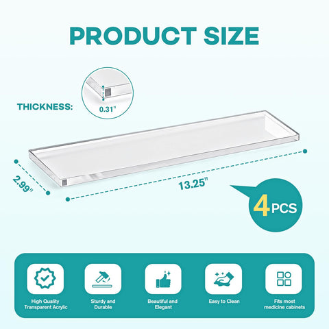 LILXIU clear bathroom cabinet shelves that resist humidity and rust.