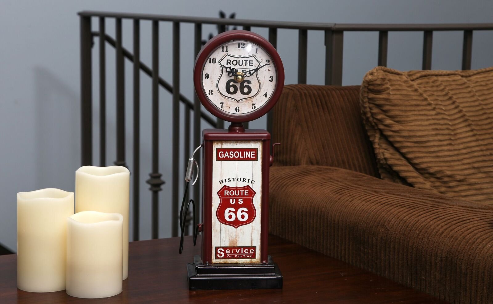 Lily's Home brushed red finish mantle clock adds antique warmth to any room.