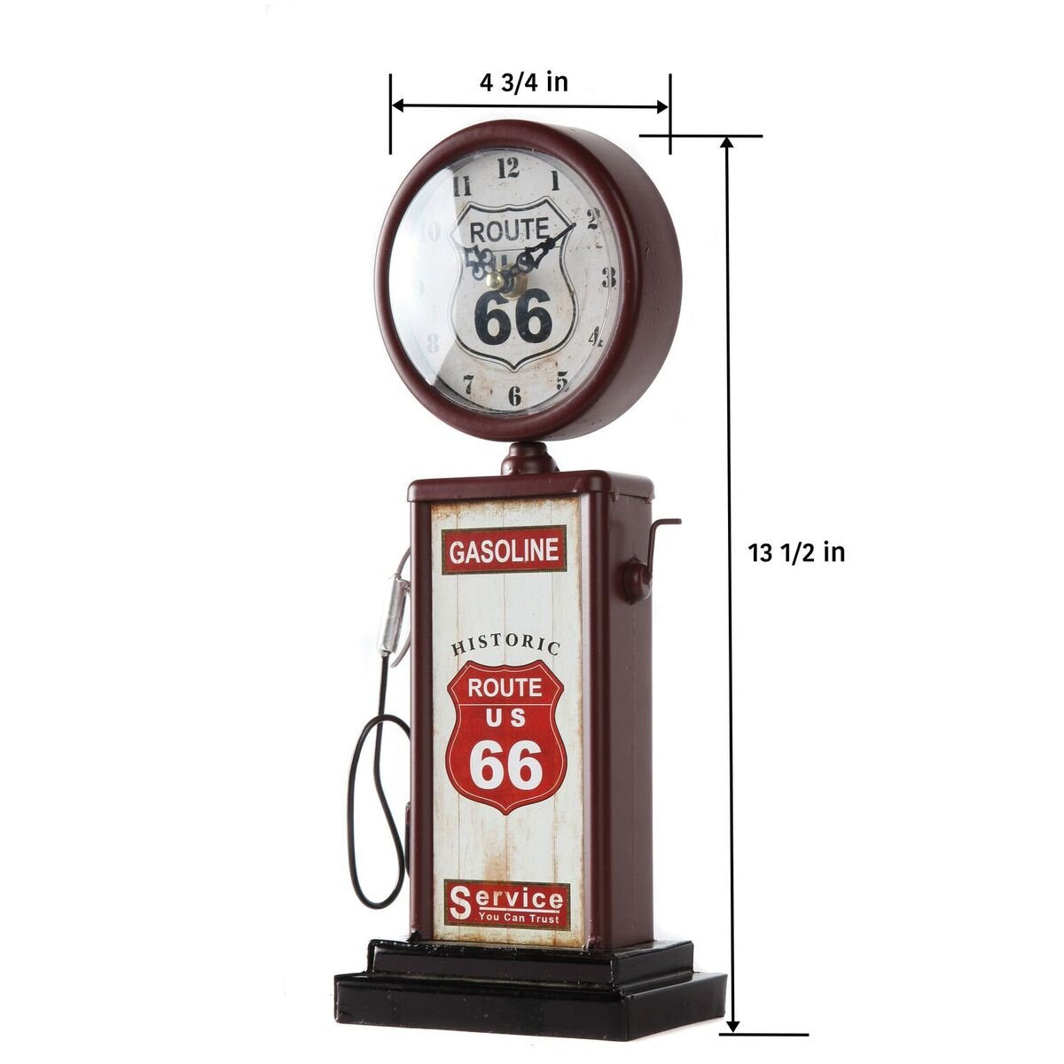 Lily's Home faux gas pump hose and meter enhance nostalgic decor.