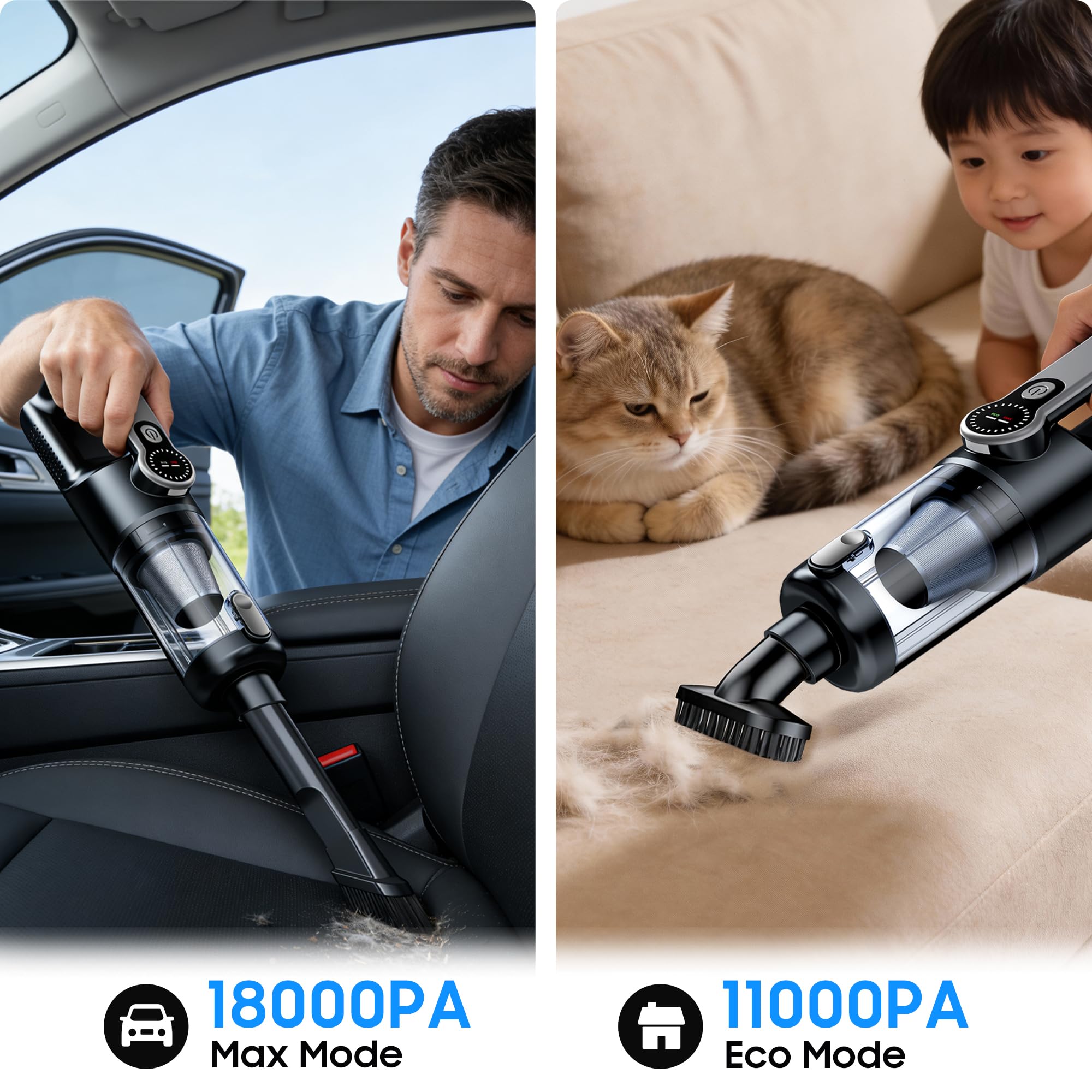 LIMIOCASA LED light for car cleaning reveals dust under seats