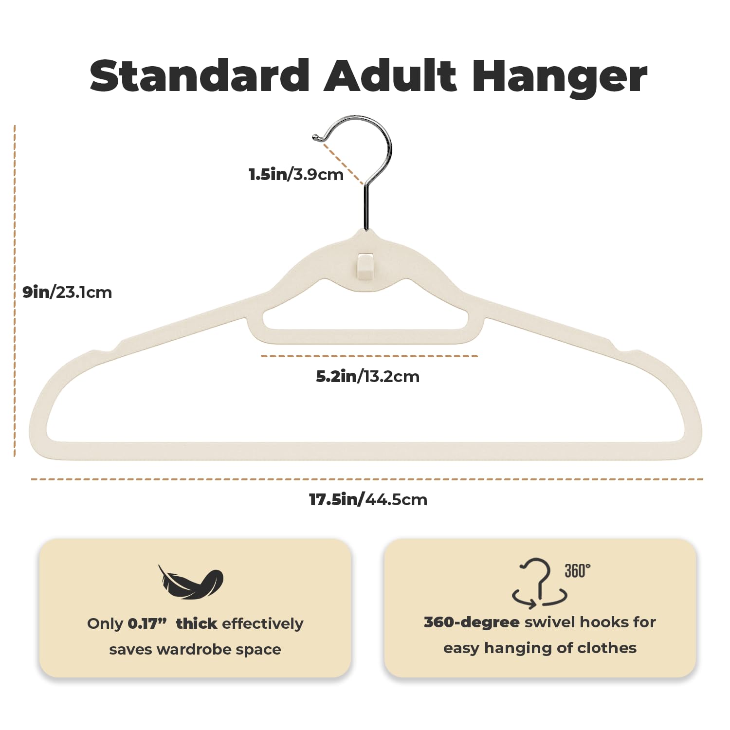 Limogoo Ivory Velvet Hangers showcase cascading stackable hooks for vertical organization.
