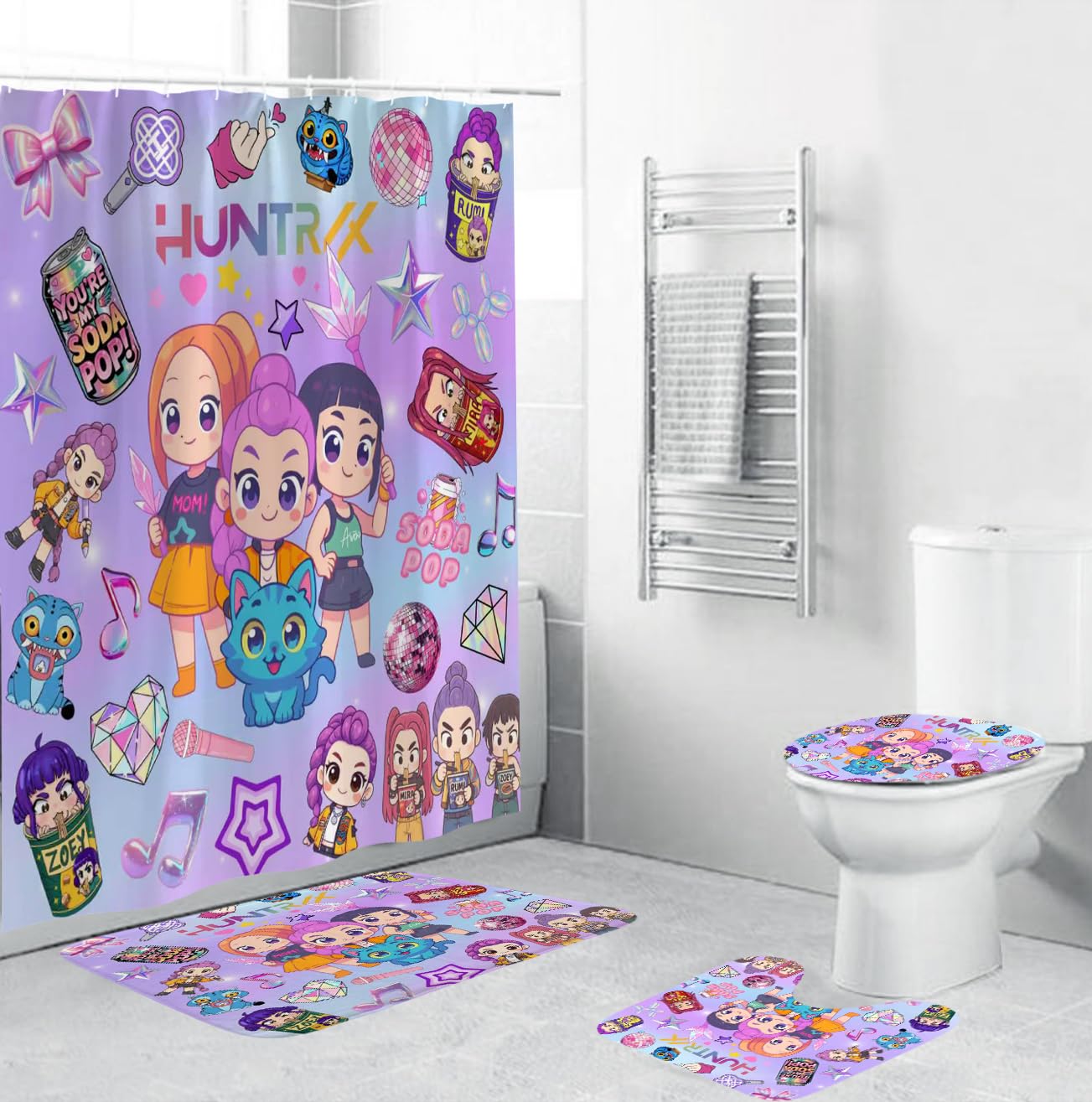 LIN&BABAY shower curtain with movie theme adds playful style to your bathroom.
