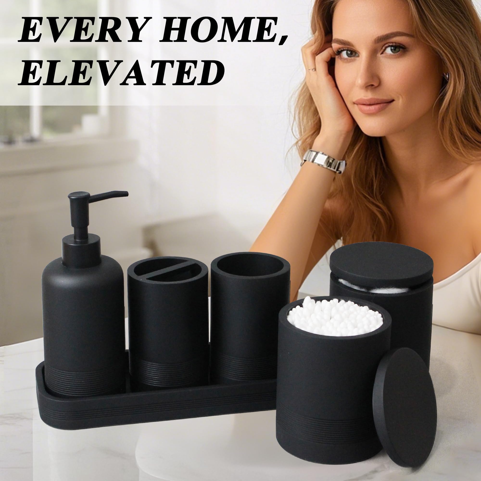 Lin Chuan countertop organization display enhances bathroom setup.