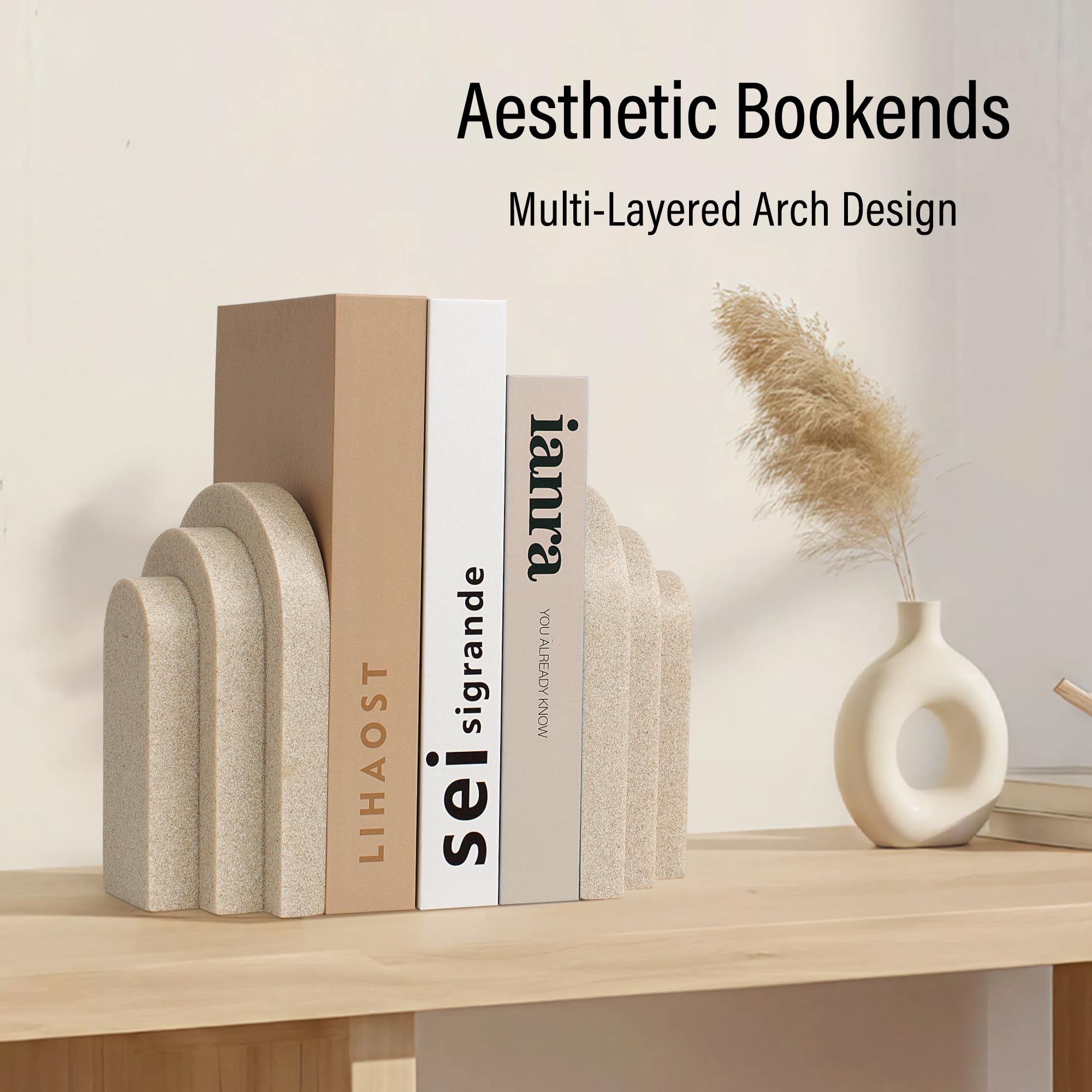 LIN CHUAN decorative bookends with sandstone look elevate shelves