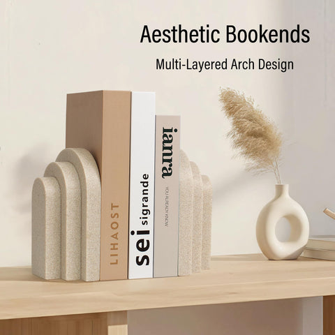 LIN CHUAN decorative bookends with sandstone look elevate shelves