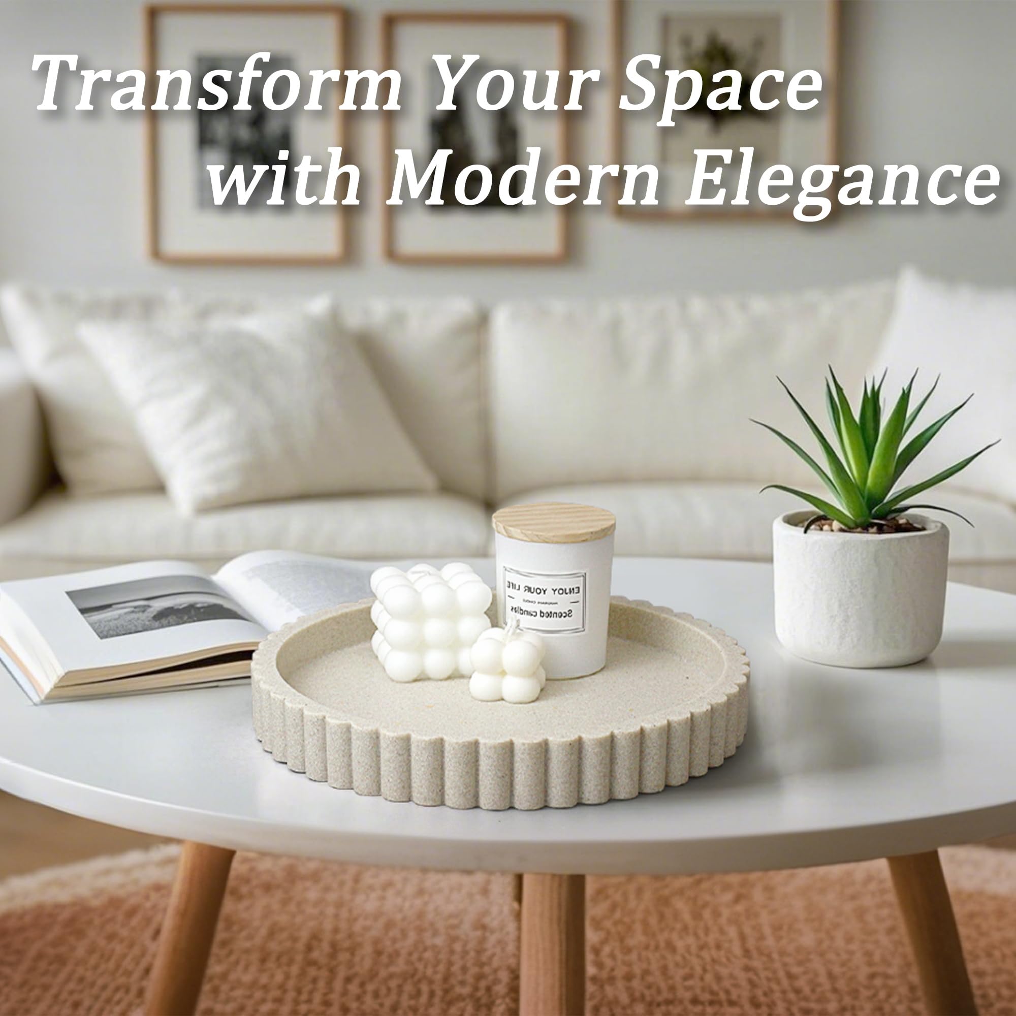 LIN CHUAN round resin tray surface detail for modern living room