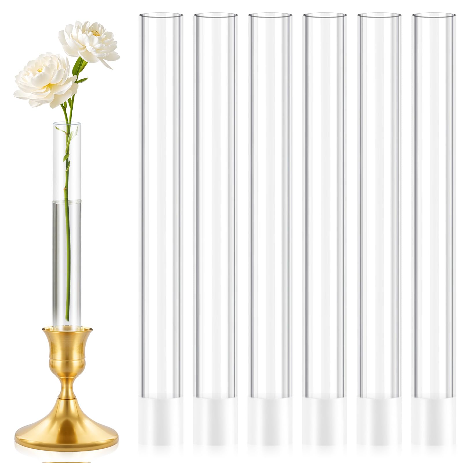 Linastu 6-pack 7.9-inch acrylic bud vase set for elegant tablescapes.