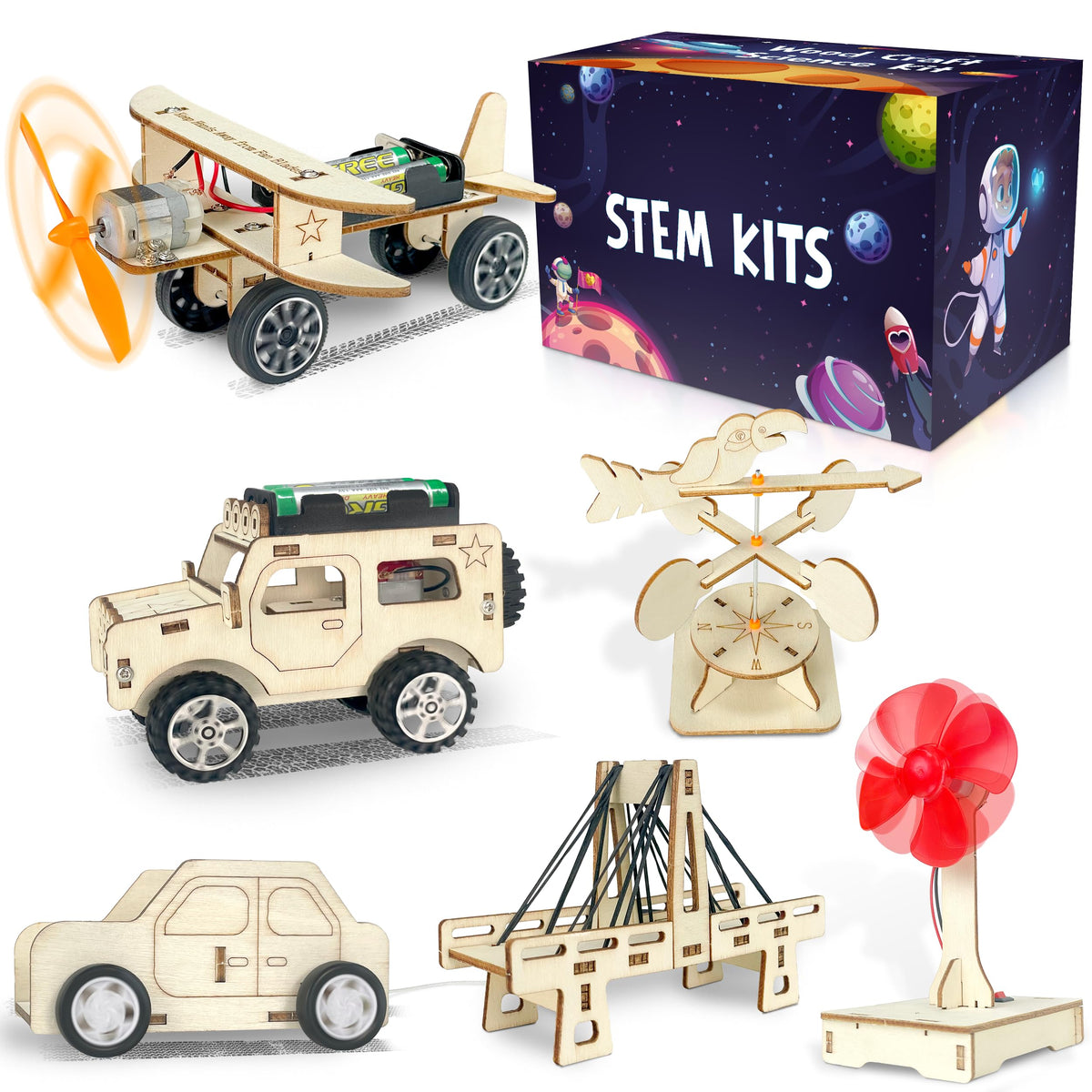 LINAYE 24-pack STEM kits box with wooden pieces for hands-on classroom learning