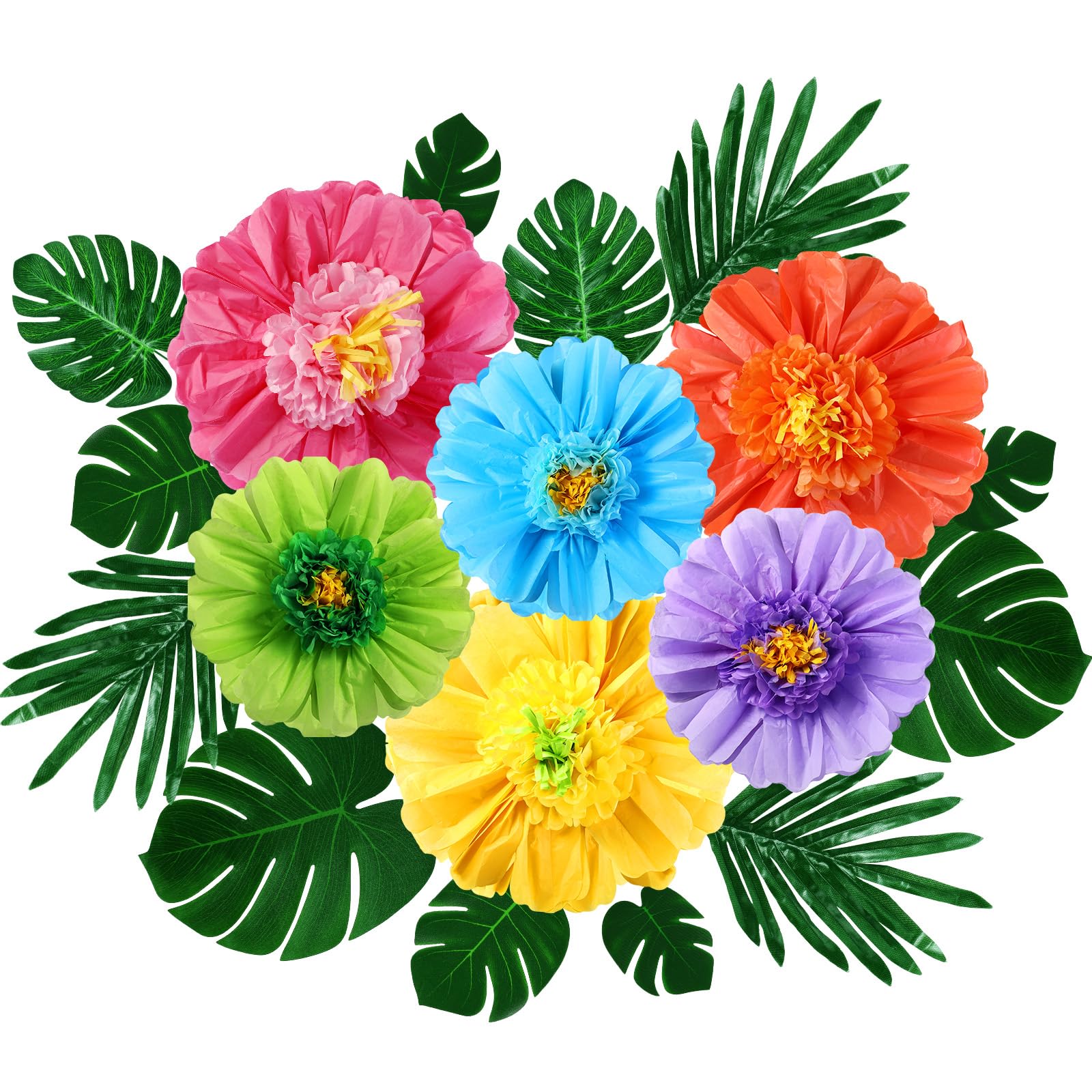 Lincia 24in pink hibiscus flower for tropical wall backdrop and festive atmosphere