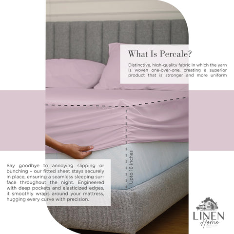 Linen Home 100% cotton percale weave close-up emphasizes airy, durable bedding