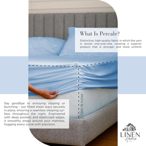Linen Home 200tc percale close-up shows durable non-pill weave.